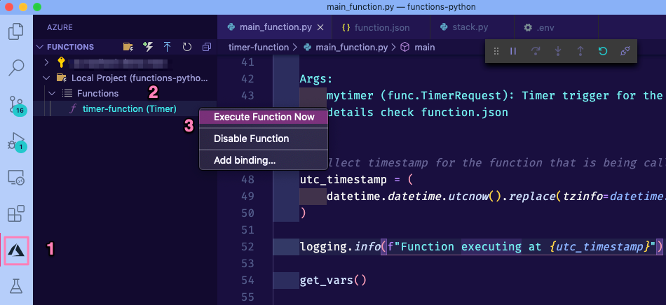 Function debugger